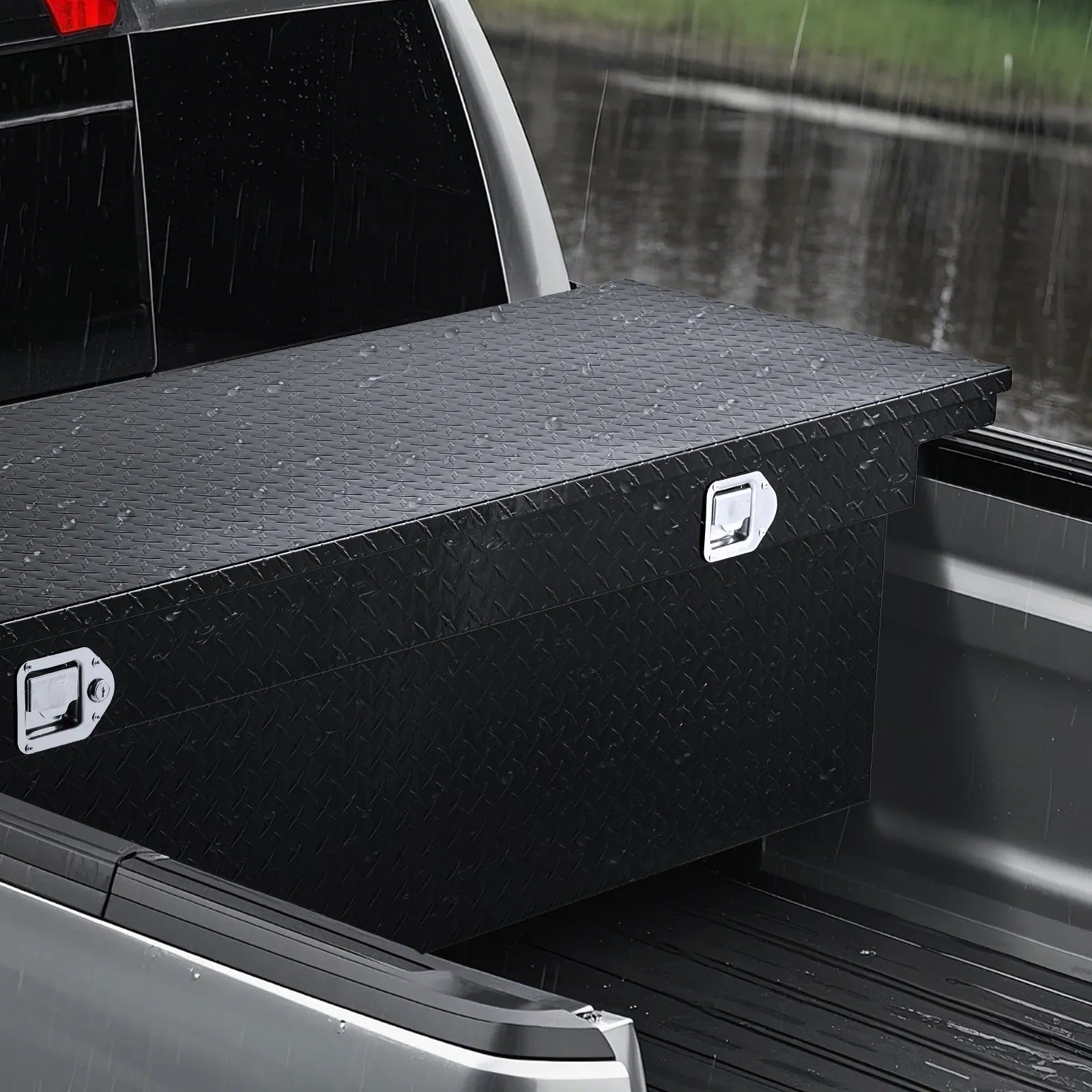 Crossover Truck Tool Box, 69 Inch Heavy-Duty Aluminum Toolbox with Diamond Plate Texture, Pickup Truck Bed RV Trailer Storage Organizer, Waterproof with Stainless Steel Lock, Keys & Side Handles