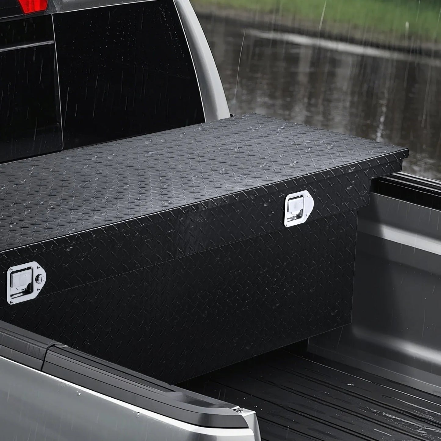 Crossover Truck Tool Box, 69 Inch Heavy-Duty Aluminum Toolbox with Diamond Plate Texture, Pickup Truck Bed RV Trailer Storage Organizer, Waterproof with Stainless Steel Lock, Keys & Side Handles