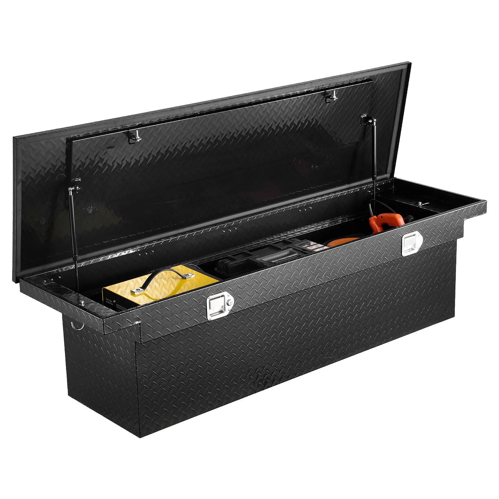 Crossover Truck Tool Box, 69 Inch Heavy-Duty Aluminum Toolbox with Diamond Plate Texture, Pickup Truck Bed RV Trailer Storage Organizer, Waterproof with Stainless Steel Lock, Keys & Side Handles
