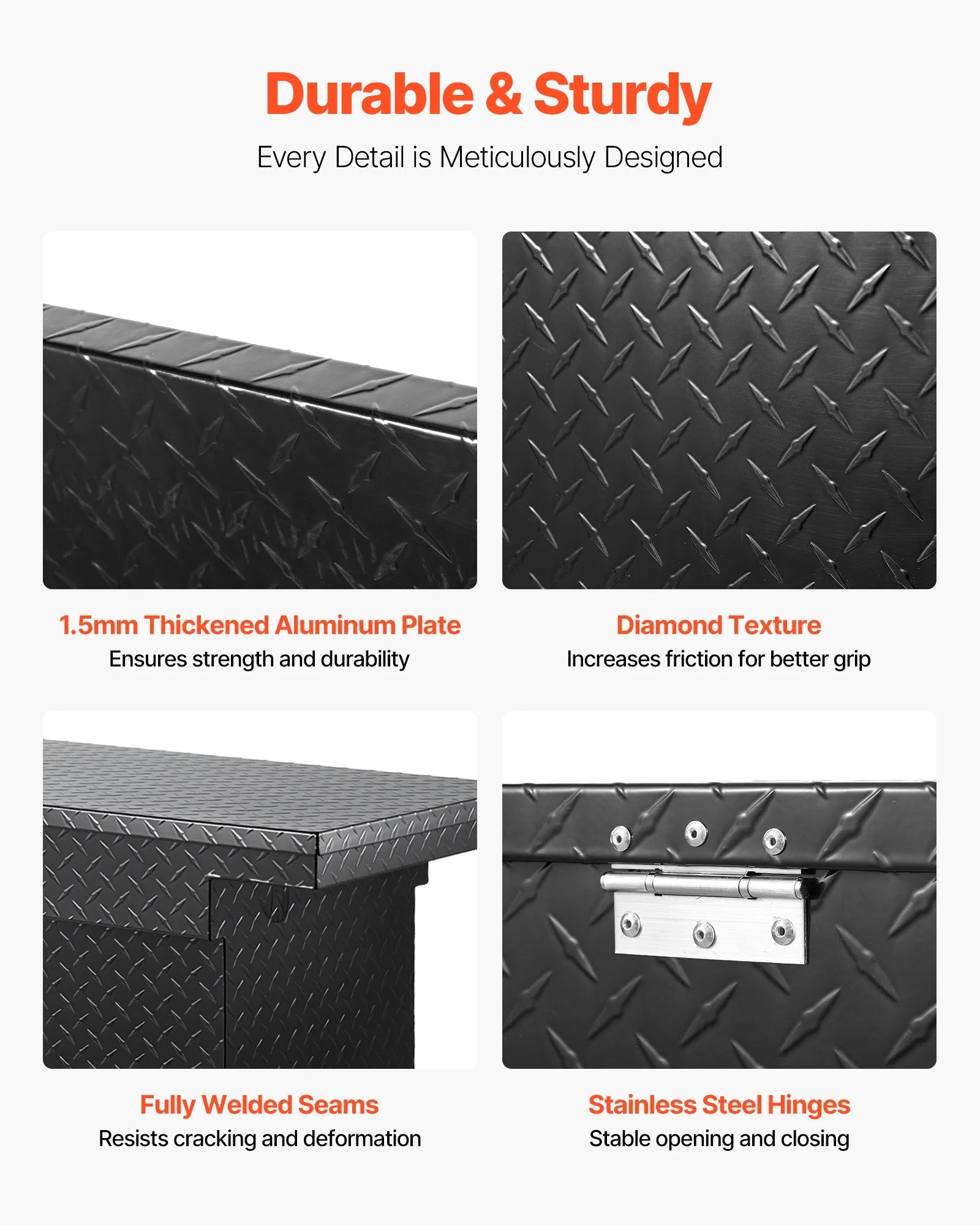 Crossover Truck Tool Box, 71 Inch Heavy-Duty Aluminum Toolbox with Diamond Plate Texture, Pickup Truck Bed RV Trailer Storage Organizer, Waterproof with Stainless Steel Lock, Keys & Side Handles
