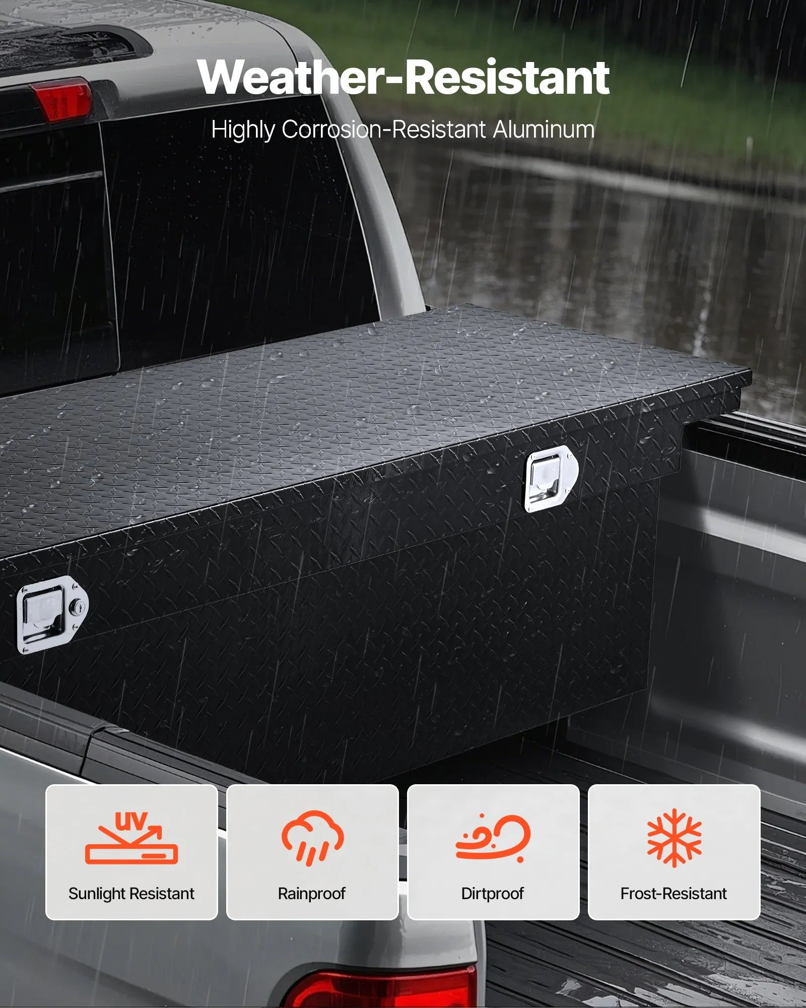Crossover Truck Tool Box, 71 Inch Heavy-Duty Aluminum Toolbox with Diamond Plate Texture, Pickup Truck Bed RV Trailer Storage Organizer, Waterproof with Stainless Steel Lock, Keys & Side Handles