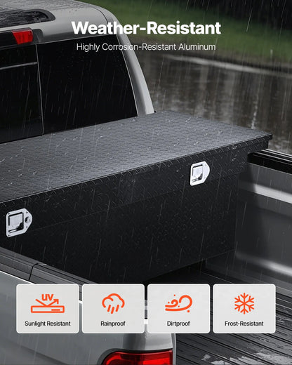 Crossover Truck Tool Box, 71 Inch Heavy-Duty Aluminum Toolbox with Diamond Plate Texture, Pickup Truck Bed RV Trailer Storage Organizer, Waterproof with Stainless Steel Lock, Keys & Side Handles
