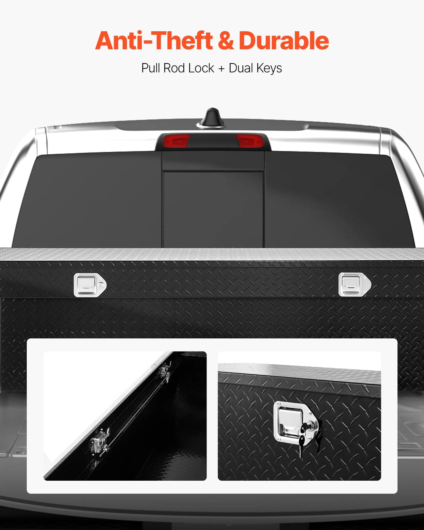 Crossover Truck Tool Box, 71 Inch Heavy-Duty Aluminum Toolbox with Diamond Plate Texture, Pickup Truck Bed RV Trailer Storage Organizer, Waterproof with Stainless Steel Lock, Keys & Side Handles
