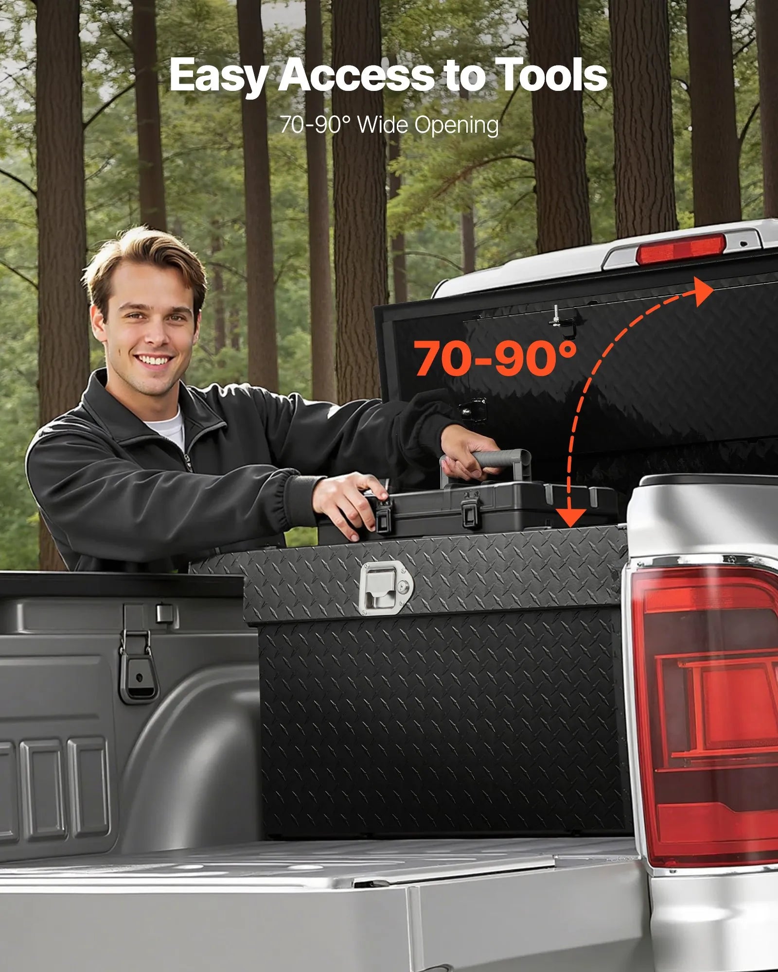 Crossover Truck Tool Box, 71 Inch Heavy-Duty Aluminum Toolbox with Diamond Plate Texture, Pickup Truck Bed RV Trailer Storage Organizer, Waterproof with Stainless Steel Lock, Keys & Side Handles