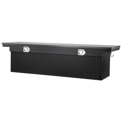 Crossover Truck Tool Box, 71 Inch Heavy-Duty Aluminum Toolbox with Diamond Plate Texture, Pickup Truck Bed RV Trailer Storage Organizer, Waterproof with Stainless Steel Lock, Keys & Side Handles